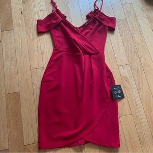 Lulus red dress off shoulder NWT XS
